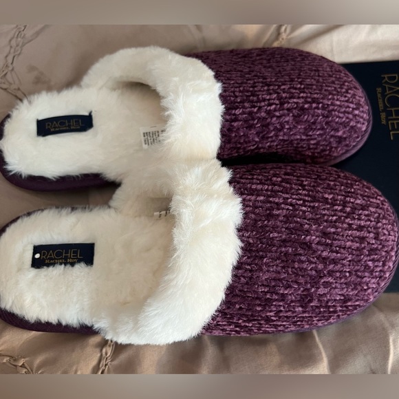 NWT Rachel Roy Burgundy Chenille Lipsole Scuff Slippers, Size L, … - Picture 7 of 9